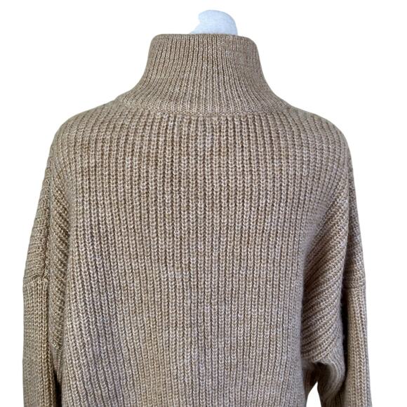 Calvin Klein Sz S Oversized Chunky Knit Boxy Sweater Mock Neck 1/2 Zip Cropped - Picture 7 of 16